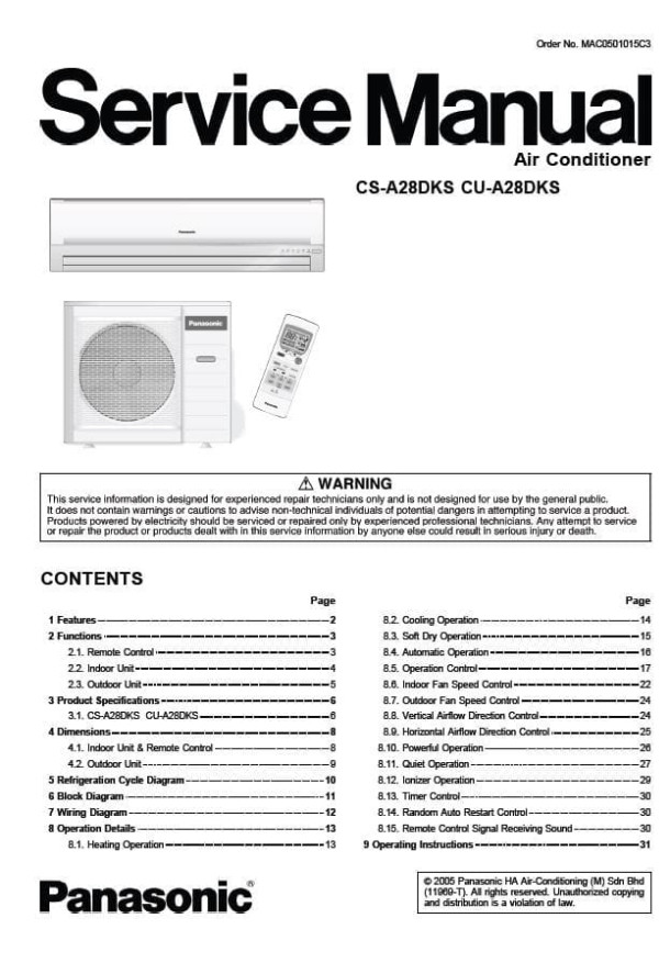 CS-A28DKS, CU-A28DKS